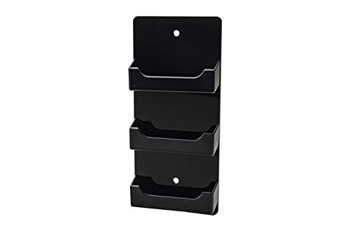 Marketing Holders Business Card Holder Vertical Gift Card Display Rack Wall Mount Premium Durable Acrylic -3 Pocket Vertical Black-