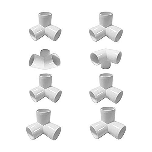 Linksworld PVC Corner Fitting VC Elbow Corner Side Outlet Tee Fitting PVC Three Quarter Elbow Fittings for Furniture GradeGreenhouse shed Pipe Fittings and Tent Connection -3 Way 3/4 inch 6pcs-