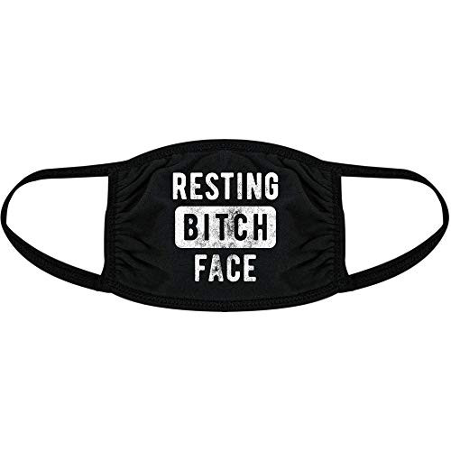 Resting Bitch Face Face Mask Funny Ugly Insult Novelty Graphic Nose and Mouth Covering -Black- - 1 Pack