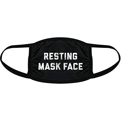 Resting Mask Face Face Mask Funny Bitch Face Graphic Novelty Nose and Mouth Covering -Black- - 1 Pack