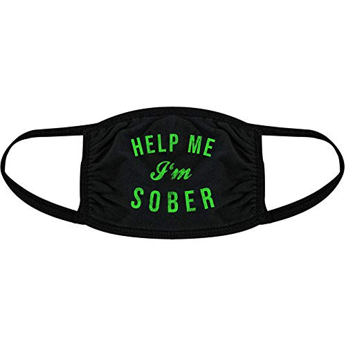 Help Me Im Sober Face Mask Funny St Patricks Day Drinking Party Nose and Mouth Covering -Black- - 1 Pack