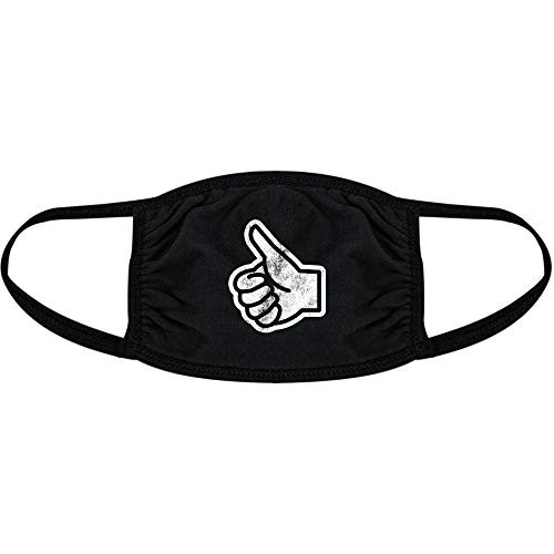 Thumbs Up Face Mask Funny Approve Happiness Hand Graphic Nose and Mouth Covering -Black- - 1 Pack