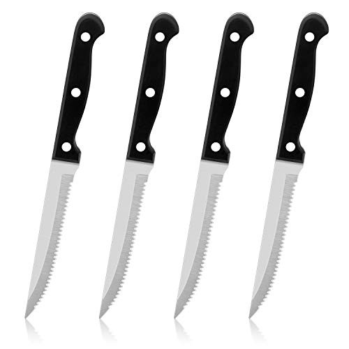 LIANYU Steak Knives Set of 4 Stainless Steel Serrated Steak Knife kitchen Camping Restaurant Steak Knives Dishwasher Safe