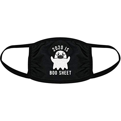 2020 is Boo Sheet Face Mask Funny Halloween Ghost Graphic Nose and Mouth Covering -Black- - 1 Pack