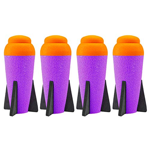 Aevdor Mega Missile Refill for Nerf N-Strike Elite Series 4 Packs Compatible Darts Foam Rockets Bullets for Nerf Blaster Gun - -Orange  and  Purple-