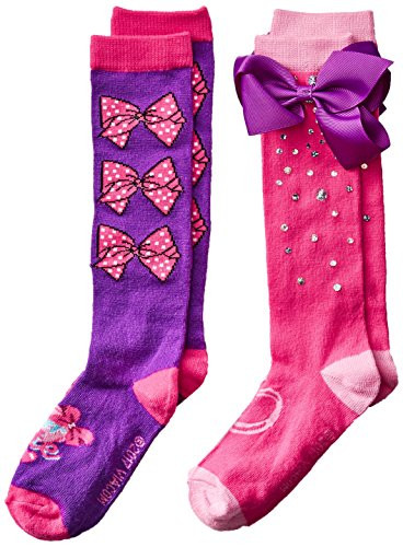 JoJo Siwa girls Jojo Siwa 2 Pack Knee High Casual Sock Purple Bow Fits Sock Size 9-11 Fits Shoe Size 4-10.5 US