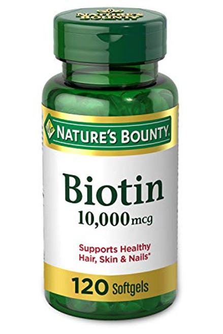 Biotin by Natures Bounty Vitamin Supplement Supports Metabolism for Energy and Healthy Hair Skin and Nails 10000 mcg 120 Rapid Release Softgels