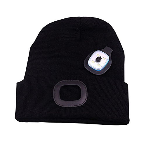 YIDAINLINE LED Beanie Hat with Light Unisex USB Rechargeable Hands Free LED Headlamp Cap Winter Knitted Night Lighted Hat Flashlight Women Men Gifts for Dad Him Husband