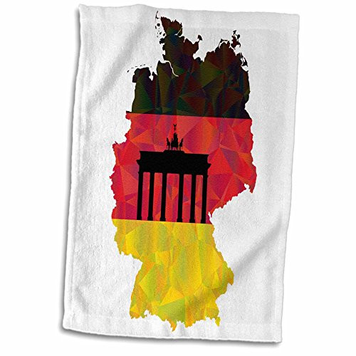 3D Rose German Germany Flag with Brandenburg Gate Hand Towel 15 inch x 22 inch