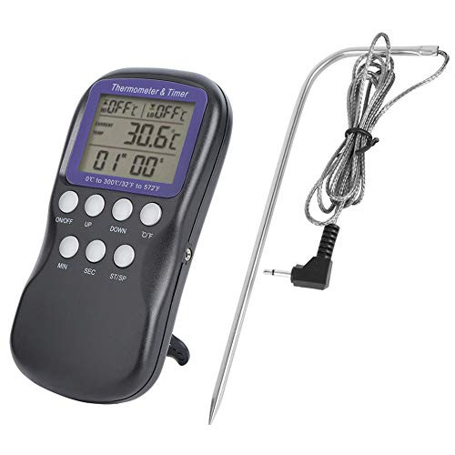 ?????????? ????? Electric Digital Meat Thermometer Food Thermometer High Accuracy LCD Display Oven Safe Leave Foldable Probe for Grilling Cooking Kitchen Meat