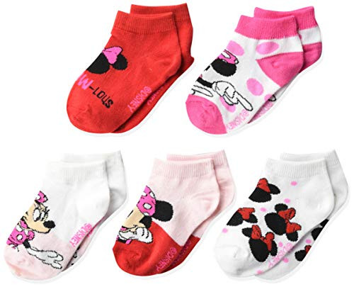 Disney Girls Minnie Mouse 5 Pack Shorty Casual Sock Pink Red Multi Shoe Size 4-8 US