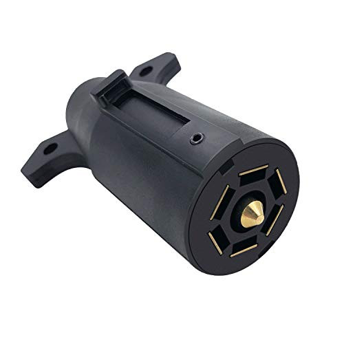 7 Pin Trailer Connector 7 Blade Trailer Connector 7 Pin 7 Way Round RV Style Flat Blade Trailer Light Plug Trailer-Side 7-Pin RV Blade Wiring Harness Connector