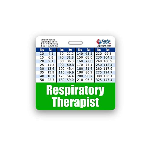 Respiratory Therapist Badge Buddy Horizontal w/Height  and  Weight Conversion Charts -Standard Green-