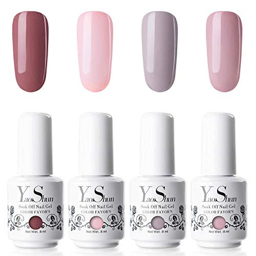 YaoShun Gel Polish - Soak Off Nail Gel Sweet and Innocent Series UV Gel With UV LED Light Nail Art Gift Box Nail Polish 4 Colors Nude Color Kit at Home Manicure Kit 8ml YaoShun Gel Polish - Soak Off Nail Gel Sweet and Innocent Series UV Gel With UV LED Light Nail Art Gift Box Nail Polish 4 Colors Nude Color Kit at Home Manicure Kit 8ml