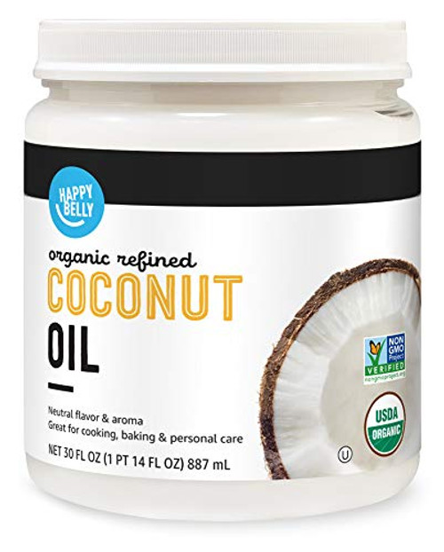 Amazon Brand - Happy Belly Organic Refined Coconut Oil 30 Fl Oz Amazon Brand - Happy Belly Organic Refined Coconut Oil 30 Fl Oz