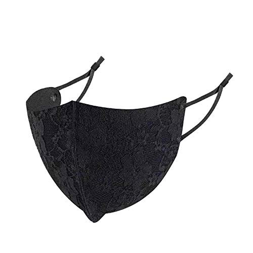 JYS Apparel 1PC Lace Face_Mask Women Washable Lace Flower Adjustable Cotton Breathable_Face Masks Fashion Sexy Floral Face Covering Delicate Lace Applique Face Cloth -A-