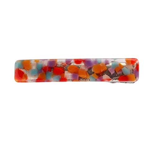 Xdodnev Japanese Style Women Elegant Simple Acetic Acid Duckbill Hair Clips Colorful Dot Marbling Hairgrips Geometric Rectangle Side Bangs Barrettes