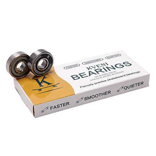 KVENI Premium Skateboard Bearings Pro-Longboard Bearings High-Speed 608rs-Ball Skate Bearing ABEC  for Skateboard Quad Skate Inline Rollerblades Scooters Wheels and Spinners -Pack of 8- -Black-