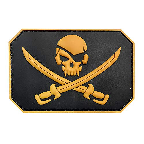 Morton Home Pirate Skull 3D PVC Rubber Patch Tactical Military Badge -Yellow-
