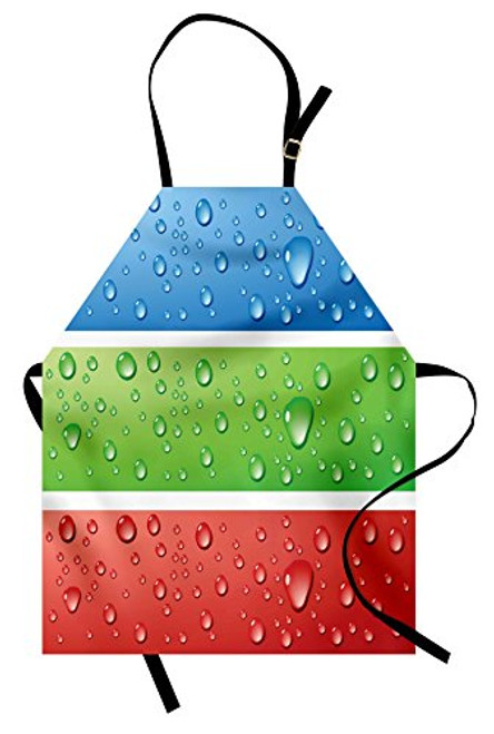 Ambesonne Modern Apron Water Drops on a Plastic Surface Like Summer Vibes Image Artwork Print Unisex Kitchen Bib with Adjustable Neck for Cooking Gardening Adult Size Fern Green