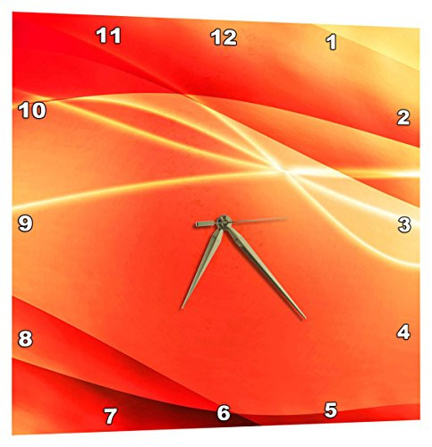 3dRose Orange, Streamers, White, Sparkle, Abstract, Contemporary, Modern - Wall Clock, 15 by 15-Inch (DPP_213781_3)