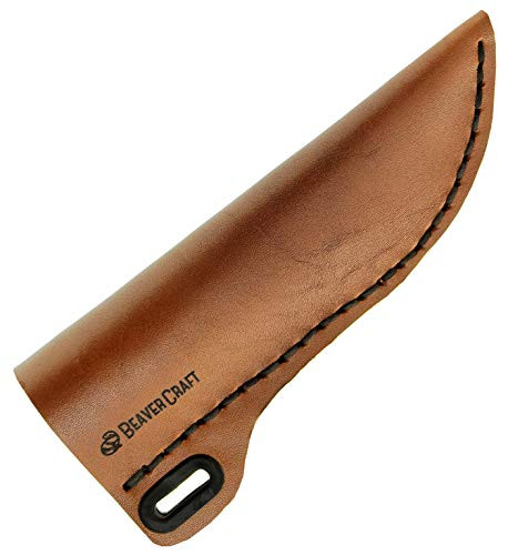 BeaverCraft Knife Leather Sheath SH1 6 inch x 2.4 inch Fixed Blade Knife Leather Sheath for Fixed Blade Knives Belt Fits up to 3.5 inch Blade Knives Genuine Brown Leather Case