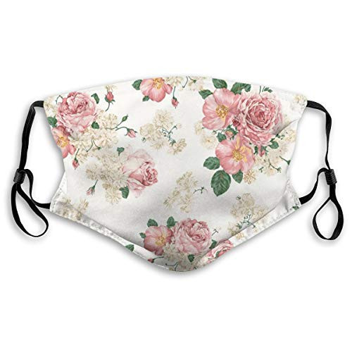 Doomfist Floral Flower Reusable Dust Washable Filter and Reusable Mouth Windproof Warm Cotton Face