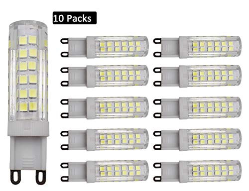 JCKing (Pack of 10) 7W G9 Energy Saving Bulb Lamp 75 SMD 2835 LEDs, AC 100-130V Cool White 6000-6500K 480LM,60W Halogen Bulbs Equivalent LED G9 Spotlight Lamp