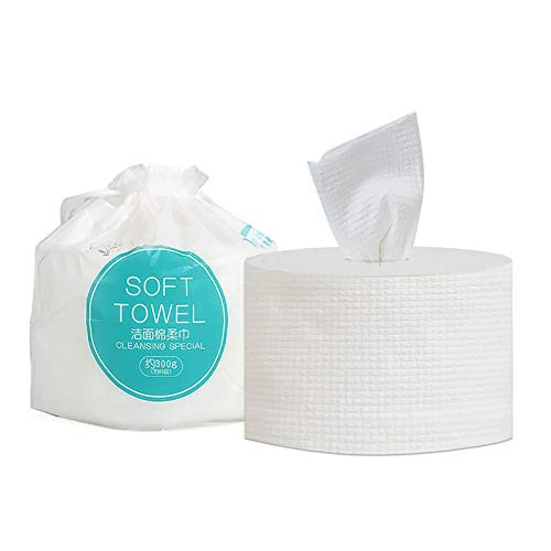 VANRA 100 percent Cotton Cleansing Wipes Makeup Remover Wipes Disposable Facial Towel Cloths Towelettes Dry Wipes -80Pcs/Roll-