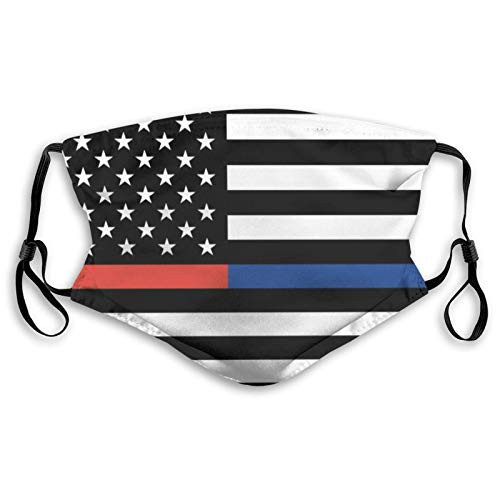 Doomfist Thin Red Blue Line American Flag Reusable Mouth Windproof Warm Cotton Face and Reusable Dust Washable Filter
