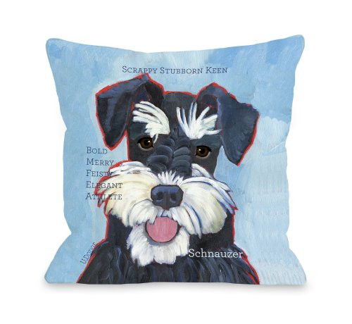 One Bella Casa Schnauzer 2 Pillow, 16 by 16-Inch