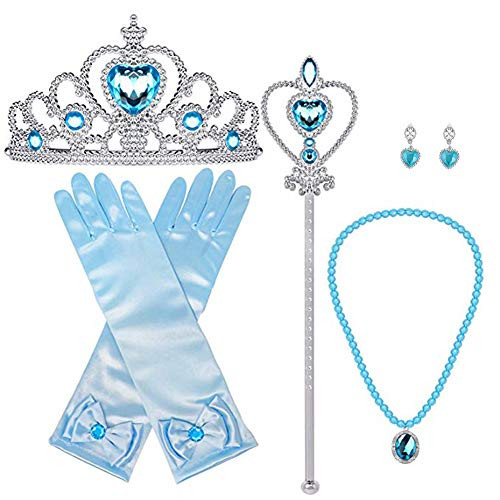 Orgrimmar Princess Dress Up Accessories Gloves Tiara Crown Wand Necklaces Presents for Girls Princess Cosplay Costume Accessories Blue Orgrimmar Princess Dress Up Accessories Gloves Tiara Crown Wand Necklaces Presents for Girls Princess Cosplay Costume Accessories Blue