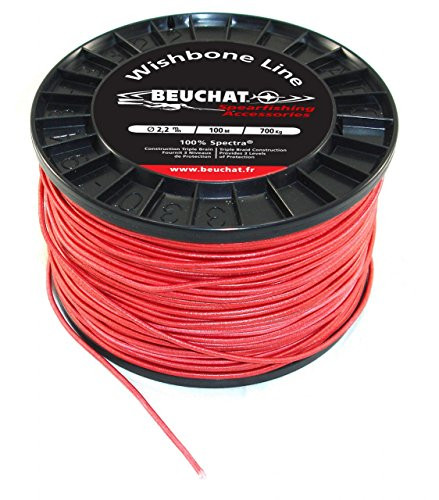 Beuchat 2.2 mm Triple Jacket Spectra Line for Speargun Band Wishbone or Shooting Line - Super High Abrasion Resistant - 1540 -700 kg- Strength -Red 10-