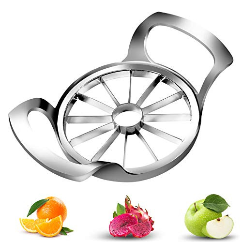Apple Slicer Slicer Corer Apple Cutter 304 Stainless Steel 12-Blade Apple Slicer Upgraded Extra Large Apple Corer -Divider for Up to 4 Inches Apples Pear White Onion-