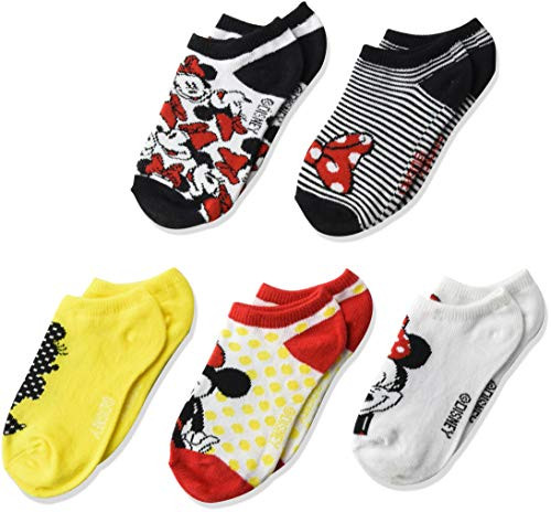 Disney girls Minnie Mouse 5 Pack No Show Casual Sock Red Multi Shoe Size 3-8 US