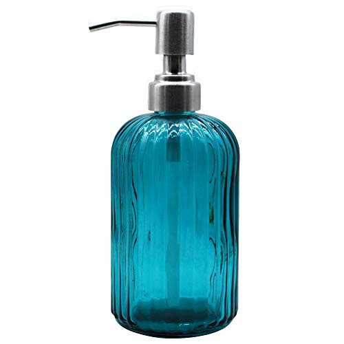 V-Shine Vertical Stripes Kitchen Soap Dispenser with 304 Rust Proof Stainless Steel Pump Refillable Liquid Soap Dispenser for Bathroom Kitchen Hand Soap Dish Soap -Dark Green-