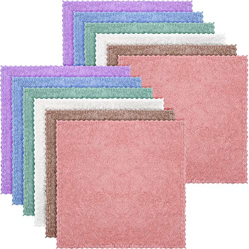 12 Pieces Face Wash Cloth Microfiber Makeup Remover Cloths Reusable Wash Cloth Facial Cleansing Towel Soft Face Washcloth for Face 10 x 10 Inch -Pink Green Brown Purple Blue Beige-