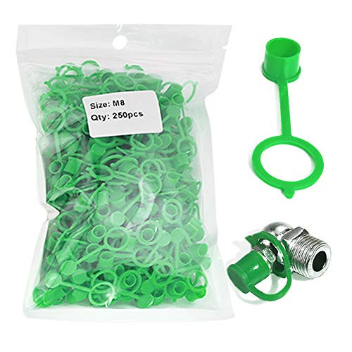 KOOTANS 250PCS Grease Fitting Caps Green Polyethylene Dust Caps for M8 Metric Thread Grease Zerk Nipple Fitting