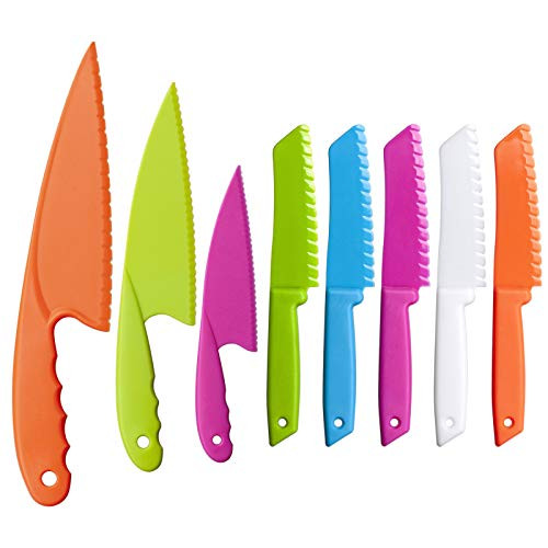 MAZYPO Knives for Kids 8-Piece Nylon Kitchen Baking Knife Set Perfect Toddlers Safe Knife Lettuce Knife and Bread Salad Kitchen Knives