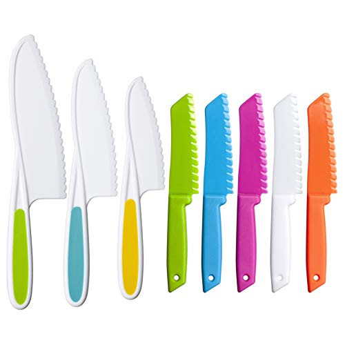 MAZYPO 8 Pieces Kids Kitchen Knife Set Plastic Knife - Kids Chef Nylon Knives Childrens Safe Cooking for Fruit Bread Cake Salad Lettuce Knife MAZYPO 8 Pieces Kids Kitchen Knife Set Plastic Knife - Kids Chef Nylon Knives Childrens Safe Cooking for Fruit Bread Cake Salad Lettuce Knife