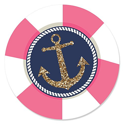 Big Dot of Happiness Last Sail Before The Veil - Nautical Bridal Shower and Bachelorette Party Circle Sticker Labels - 24 Count