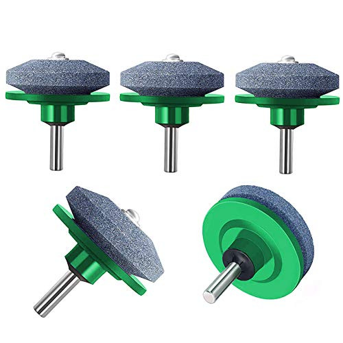 ZALALOVA 5Pcs Lawn Mower Blade Sharpener Universal Lawnmower Blade Sharpener for Any Power Drill Hand Drill-Green-