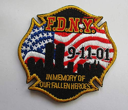 FDNY F.D.N.Y. NYC Fallen Heroes 9-11-01 Military Patch Fabric Embroidered Badges Patch Tactical Stickers for Clothes with Hook  and  Loop