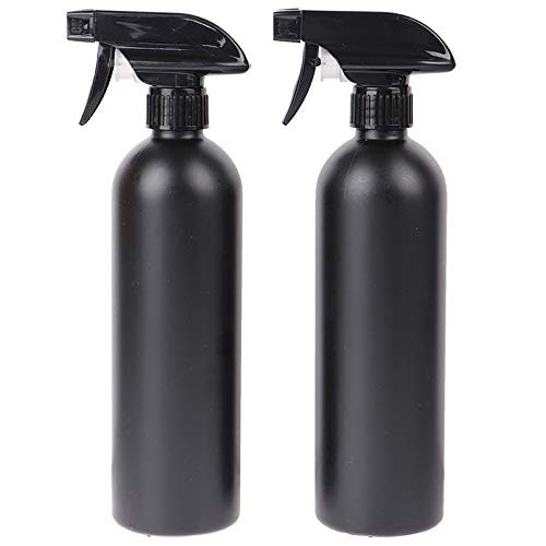 PEPAXON Plastic Spray Bottle Matte Black Bottles 500ml Empty Spray Bottle Refillable Container for Hair/Cleaning Solutions/Essential Oils/ Plants Pack of 2 17OZ