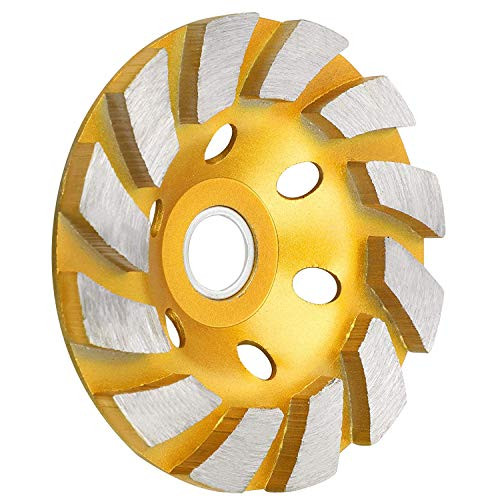 SUNJOYCO 4 inch Concrete Grinding Wheel 12-Segment Heavy Duty Turbo Row Diamond Cup Grinding Wheel Angle Grinder Disc for Granite Stone Marble Masonry Concrete