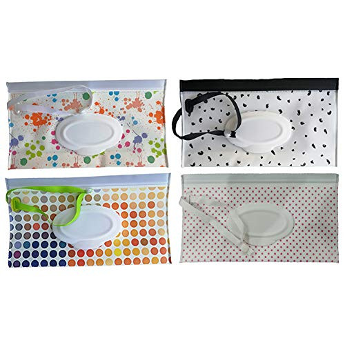 4 Pack Reusable Eco Friendly Durable Portable Wet Wipe PouchTravel Wipes Bag Travel Wipes Dispenser Wipe Pouches Baby Wet Wipe Cases