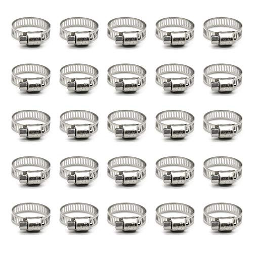 ZIPCCI Hose Clamp 25 Pack Stainless Steel Worm Gear Fuel line Hose Clamps 16-25mm -5/8-1 inch-