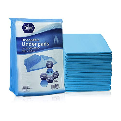 Medpride Disposable Underpads 23x36 - Super Absorbent Incontinence Pads for Kids Adults Elderly and Pets - Perfect for Bedding Protection and Puppy Training - Prevents Leakage and Accidents - 25 Count Medpride Disposable Underpads 23x36 - Super Absorbent Incontinence Pads for Kids Adults Elderly and Pets - Perfect for Bedding Protection and Puppy Training - Prevents Leakage and Accidents - 25 Count