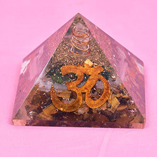 Orgone Pyramid Tiger Eye Selenite  and  Green Aventurine Crystal Therapy Crystal Gemstones Balancing Meditation Healing AUM Chakra