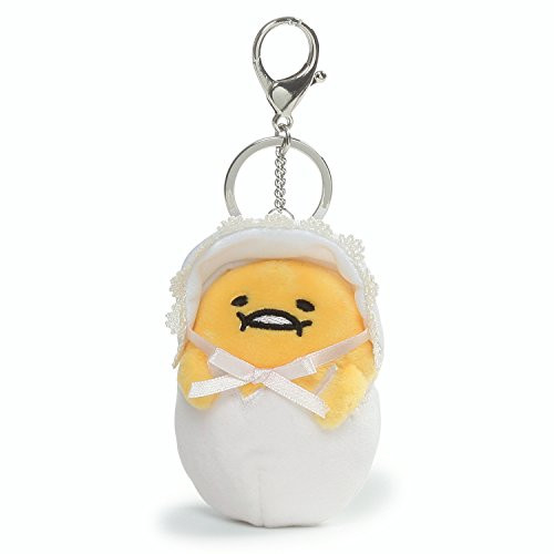 Gund Sanrio Gudetama the Lazy Egg Baby Plush Keychain 3.5  Yellow and White